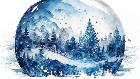 Premium Photo | A watercolor painting of a snowy landscape with a snowy ...