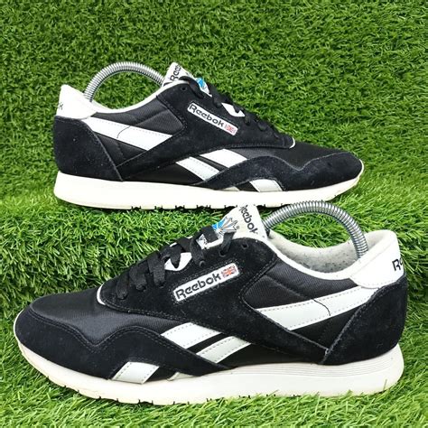 Reebok Classic Nylon Black Suede White Trainers... - Depop