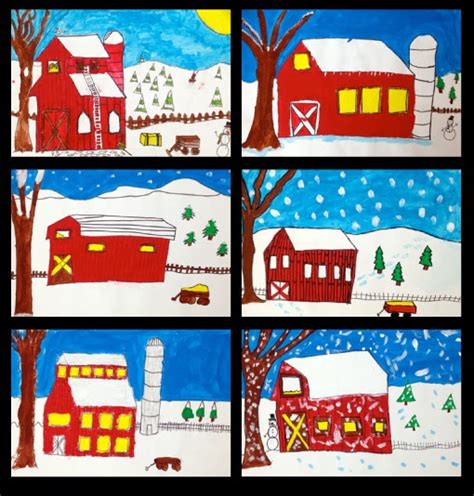 St. Mary's Art Room: 5th Grade Winter Barn Paintings