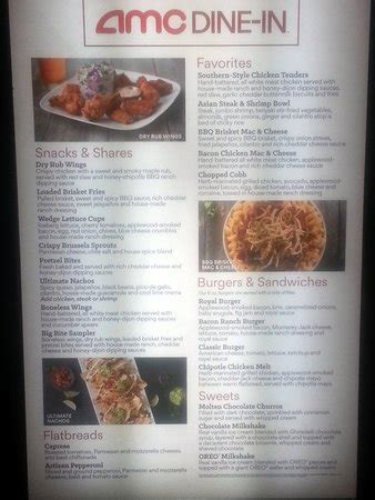 Amc Dine In Menu With Prices