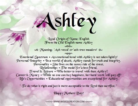 Ashley name, Names with meaning, Names