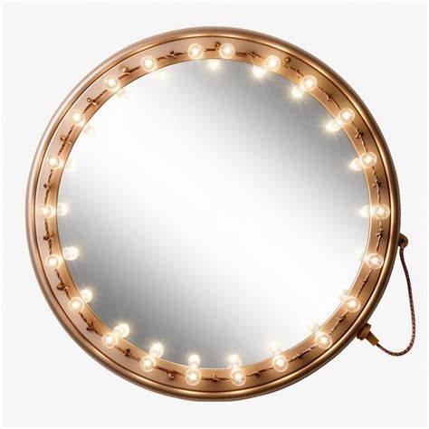 Premium AI Image | a round mirror with lights around it and a light ...