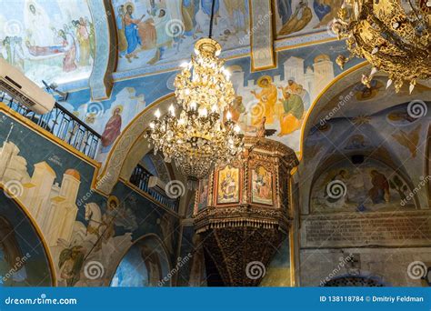 Interior of Greek Orthodox Church of the Annunciation in Nazareth City ...