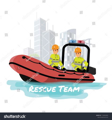 Rescue Boatvector Illustration Cartoon Character Stock Vector (Royalty ...