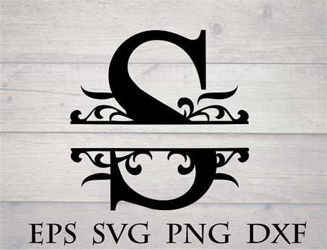 Monogram Split Letter Svg Divided Initial S Svg Swirl Letter | Etsy