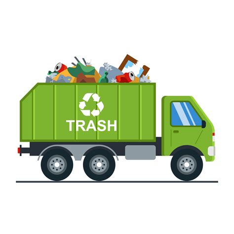 garbage truck with garbage goes to the landfill. waste recycling ...