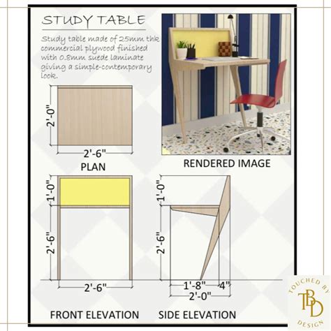 Study table design drawings | Study table designs, Contemporary study ...