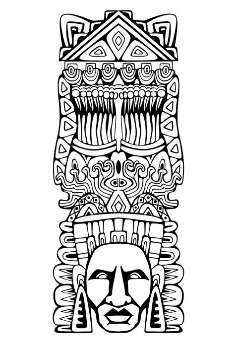 Totem inspiration inca mayan aztec - 1 - Mayans & Incas Adult Coloring ...