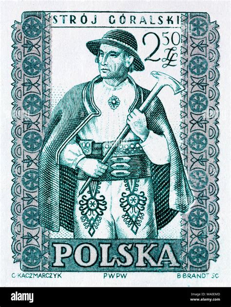 Traditional folk costume, Gorale, postage stamp, Poland, 1959 Stock ...