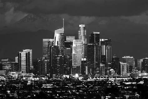 B&W Los Angeles Print, Black and White LA Skyline Night Skyline, Los ...