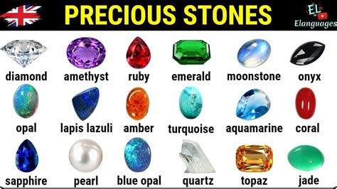 Precious stones, gemstones, jewels in English vocabulary with pictures ...