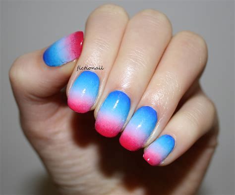 Blue to Pink Gradient Nails