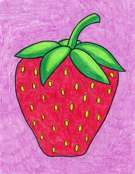 Easy How to Draw a Strawberry Tutorial and Coloring Page