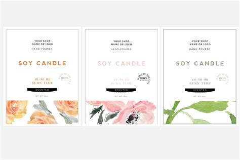 3 Candle Label Templates | Stationery Templates ~ Creative Market