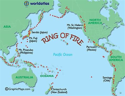 Ring of Fire Map - Major World Volcanoes, Active World Volcanos Map ...