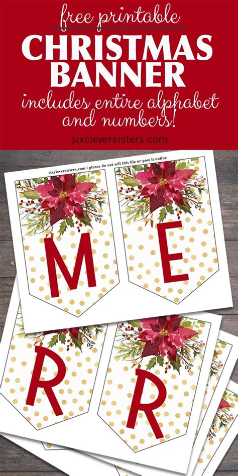 Printable Christmas Banner - Six Clever Sisters | Christmas banner ...