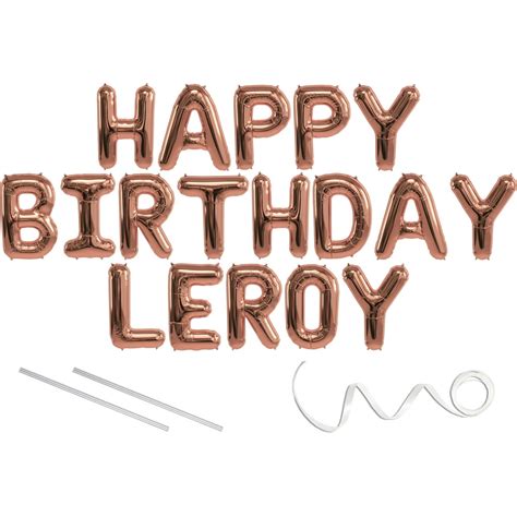 Leroy, Happy Birthday Mylar Balloon Banner - Rose Gold - 16 inch ...