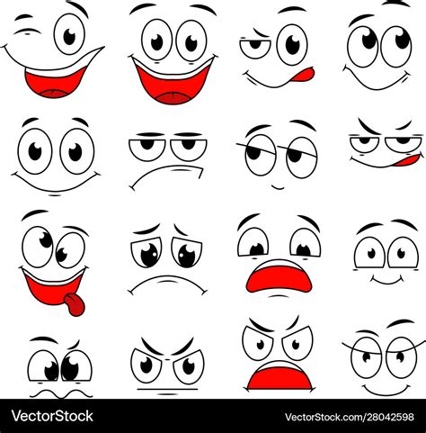 Cartoon expressions cute face elements eyes and Vector Image