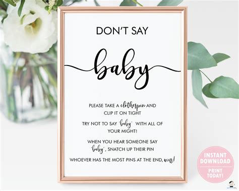 Don't Say Baby Game Don't Say Baby Printable - Etsy UK