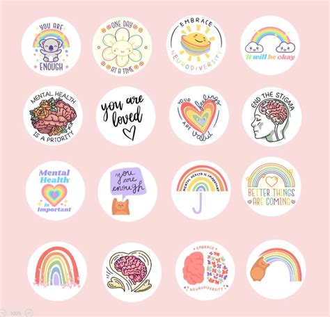 16 Positive Mental Health Stickers Sheet. Self Care Stickers. | Etsy