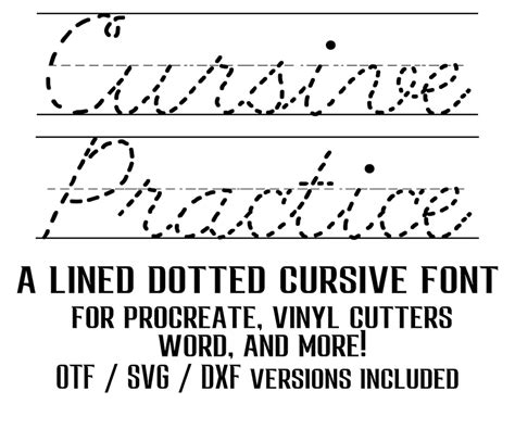 Dotted Cursive Font Lined Cursive Handwriting Practice Font - Etsy