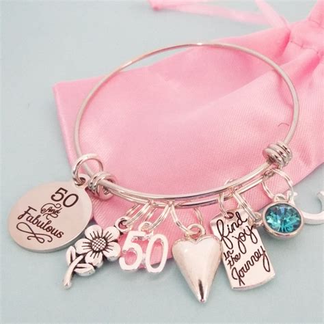 50th Birthday Charm Bracelet, Gift for Woman Turning 50, 50th Birthday ...