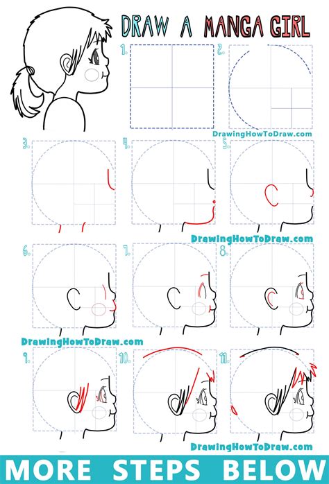 How to Draw an Anime / Manga Girl from The Side – Easy Step by Step ...