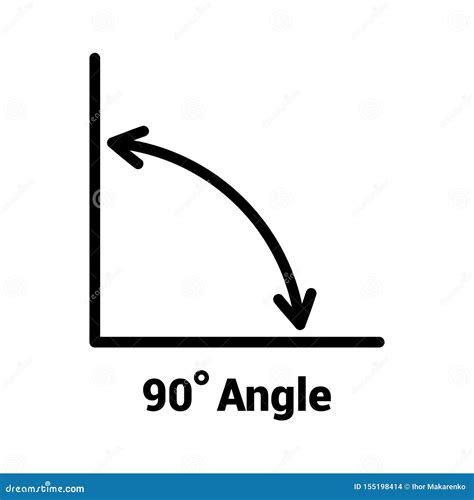 90 Degree Angle Icon, Isolated Icon with Angle Symbol and Text Stock ...