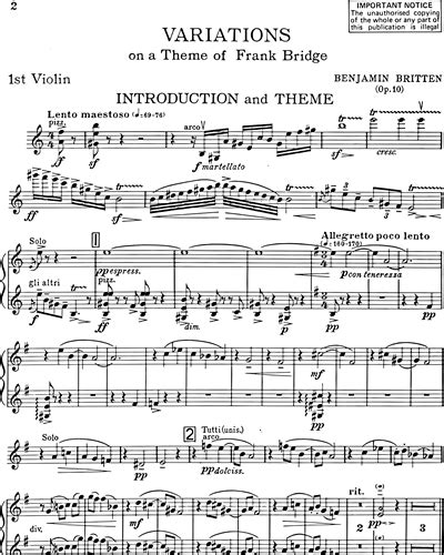 Variations on a Theme of Frank Bridge Sheet Music by Benjamin Britten ...