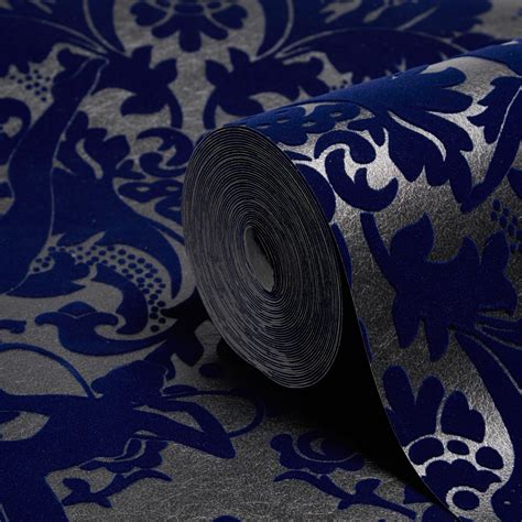 Blue Damask Wallpaper | DIY