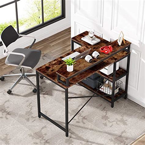 Tribesigns L Shaped Desk with Storage Shelves, Rustic Corner Desk Study ...