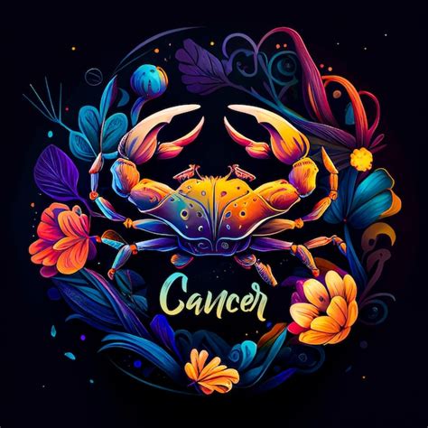 Premium Photo | Cancer horoscope sign in colourful abstract ...