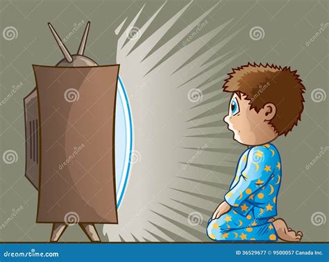 Boy watching TV stock vector. Illustration of child, show - 36529677