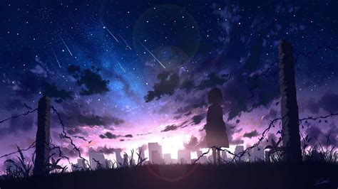 Download Anime Night Scenery Lonely Wallpaper | Wallpapers.com