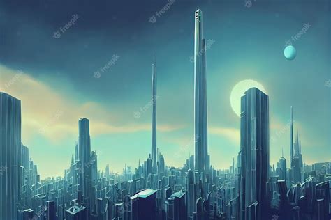 Premium Photo | Futuristic city concept art cityscape with bright neon ...