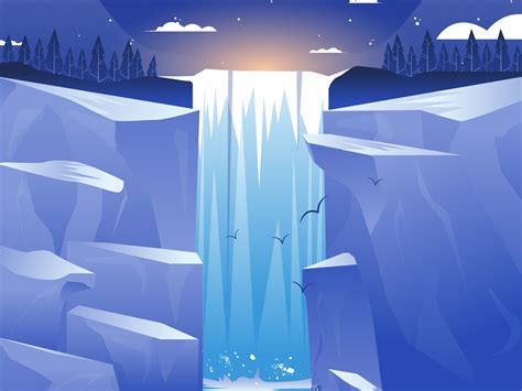 Waterfall Illustration by Unblast on Dribbble