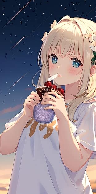 Premium Photo | An anime girl with white blonde hair and blue eyes