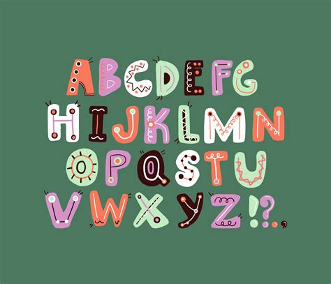 Cute funky letter alphabet design colorful and playful letter design ...