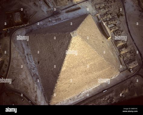 Egypt. Aerial view of Great Pyramid at Giza Stock Photo, Royalty Free ...