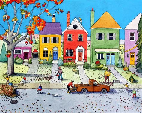 Whimsical urban autumn Painting by Ian Nicholl - Fine Art America