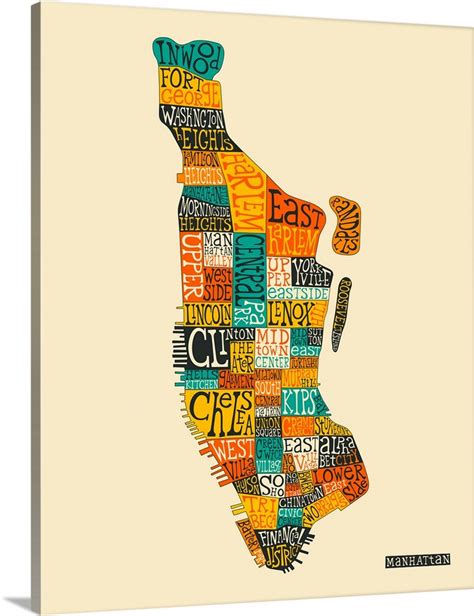 Manhattan Neighborhoods Wall Art, Canvas Prints, Framed Prints, Wall ...