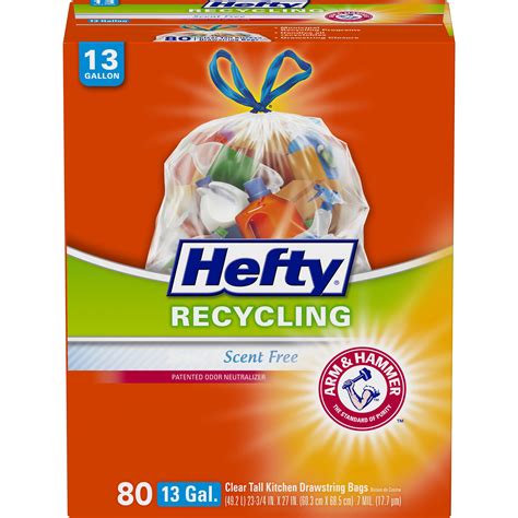 Hefty® Clear Recycling Tall Kitchen Trash Bags, 13 Gallon, 80 Bags ...