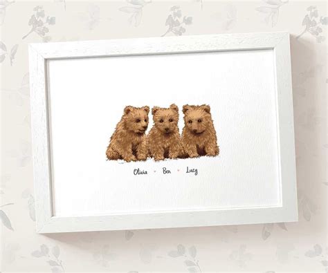 Bear Family Names Custom Print Brown Bear family print Bear | Etsy