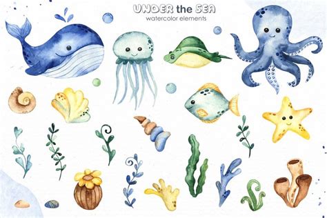 Under the sea watercolor collection | Sea creatures art, Sea creatures ...