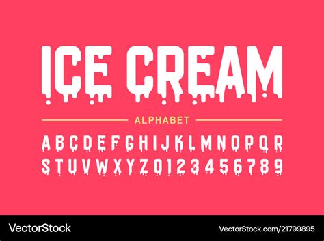 Melting ice cream font alphabet letters and Vector Image