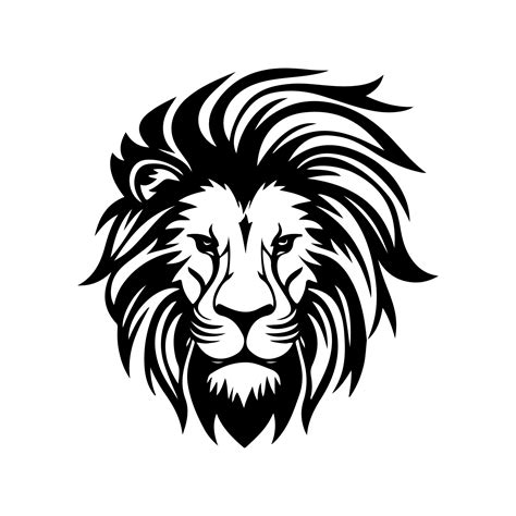 Lion head face logo silhouette black icon tattoo mascot hand drawn lion ...