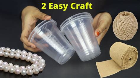 2 Easy Jute and Plastic cups craft idea | Home decoration ideas handmad ...