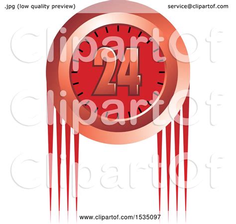 Clipart of a Red 24 Hour Clock Design - Royalty Free Vector ...