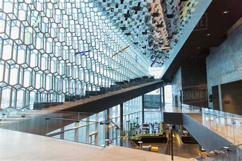 Interior of the Harpa Public Concert Hall, designed by the Danish firm ...