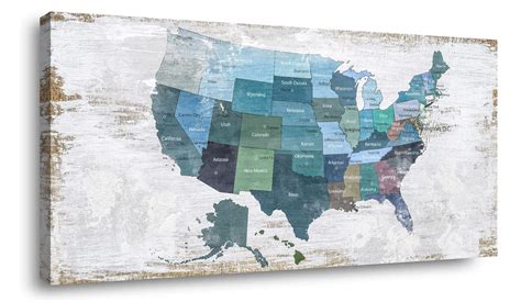 Map of The United States Wall Decor Map Canvas Wall Art for Wall ...